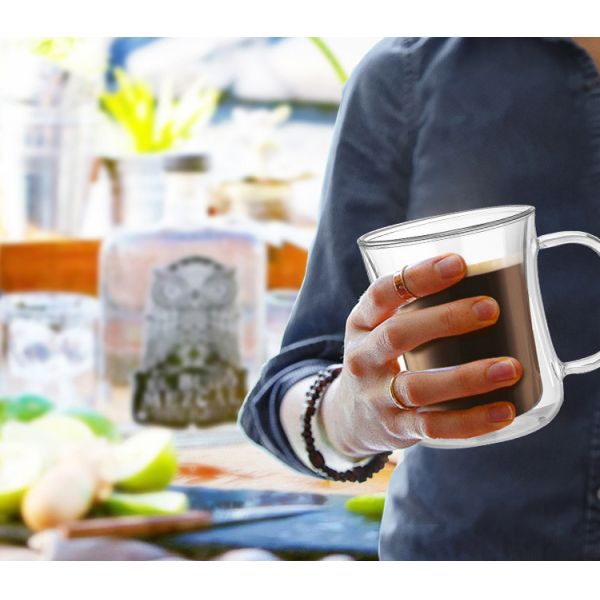 чашка двойной стены 220мл/420мл стеклянная изолировала восходящий поток теплого воздуха для чая/кофе