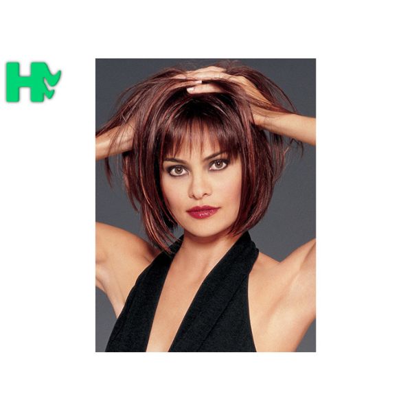 Wholesale Machine Made Red Bob Wig Short Straight Synthetic Full Wigs