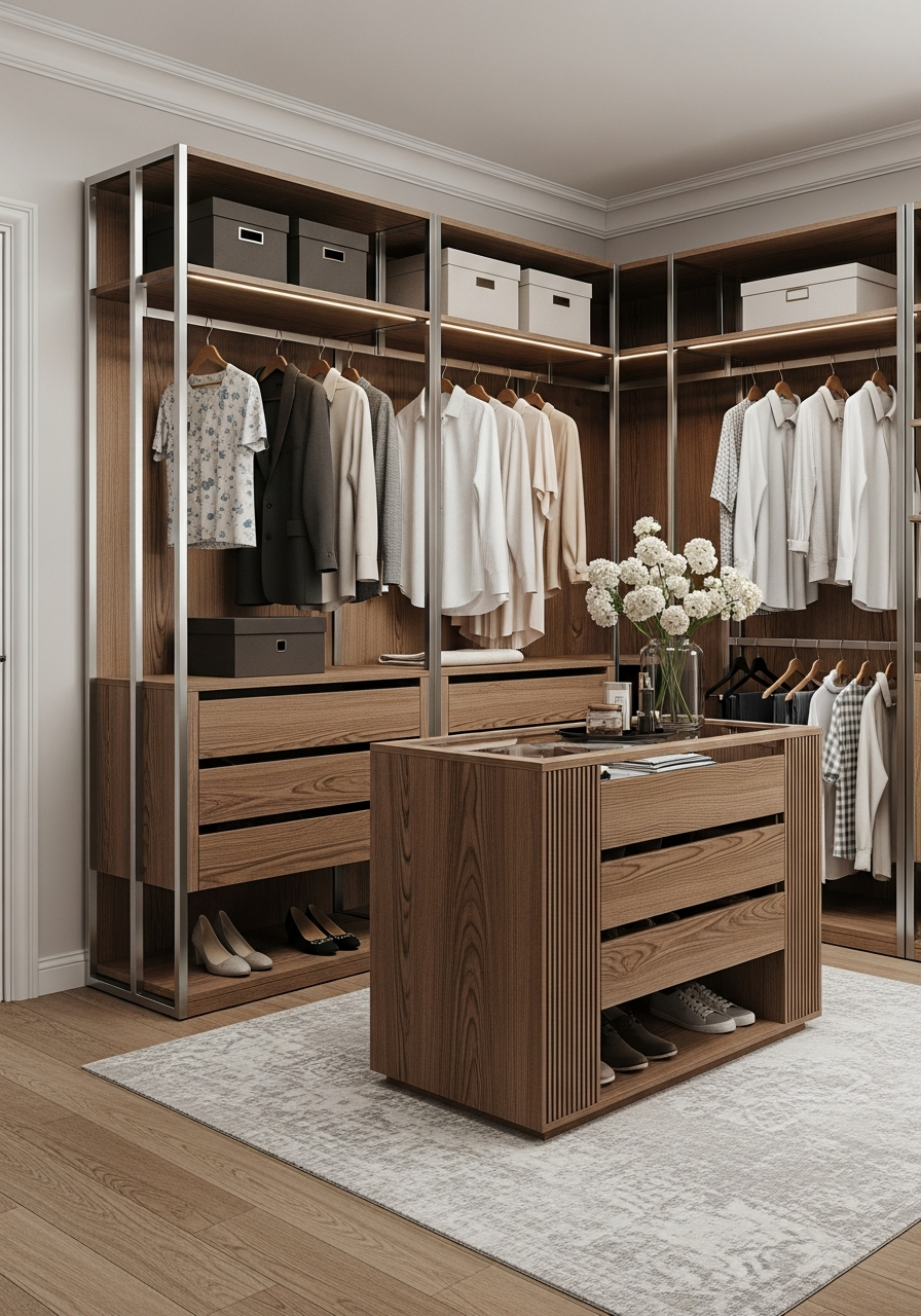 New Chinese Rosewood Walk-In Closet in 304 Stainless Steel