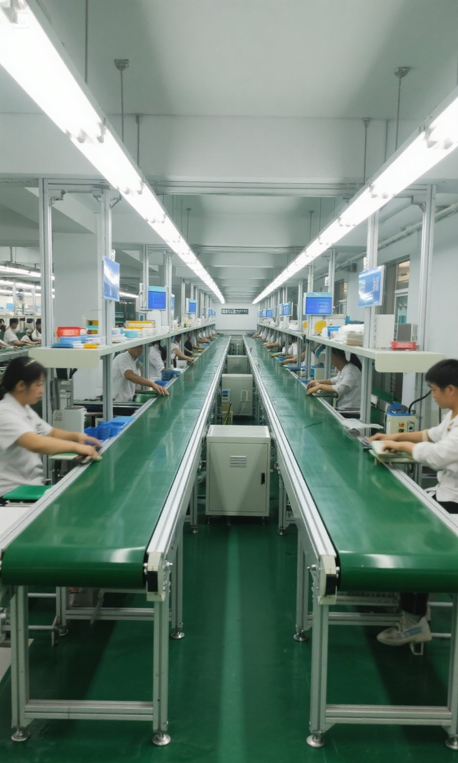 Ergonomic Two-Sided Belt Assembly Line for Enhanced Operator Productivity