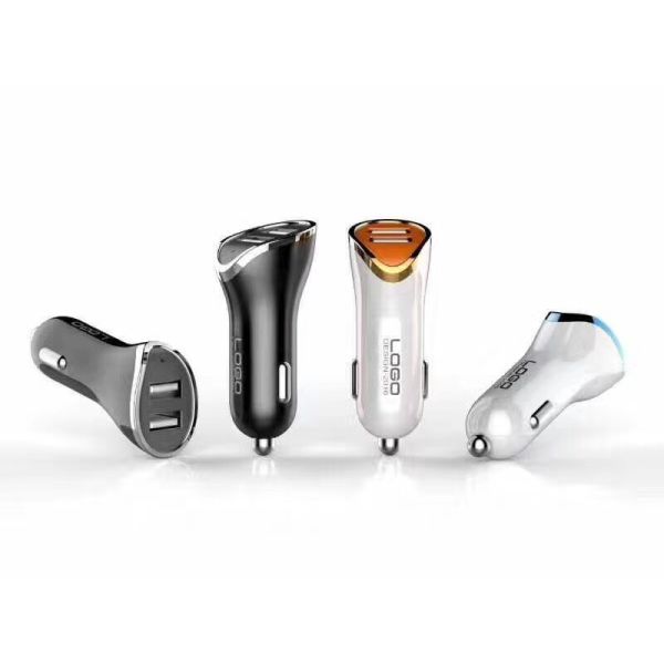 Portable Universal High Power Usb Car Charger 3.1a Fast Dual Usb Ports Black Silver Color