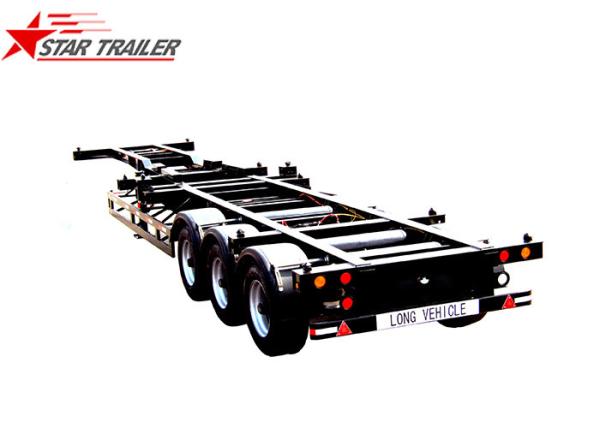 40 Foot Skeletal 3 Axles Container Semi Trailer For Transport , Empty Wharf Containers