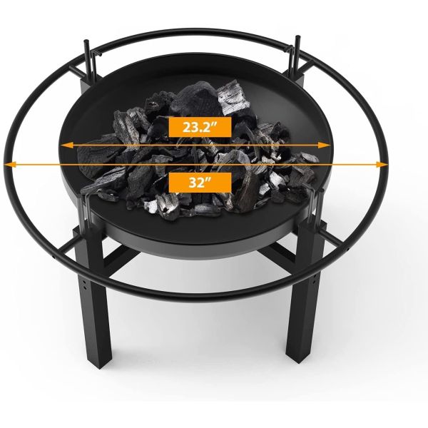 32'' Steel Barbecue Outdoor Wood Burning Fire Pit Backyard With Cooking Grill