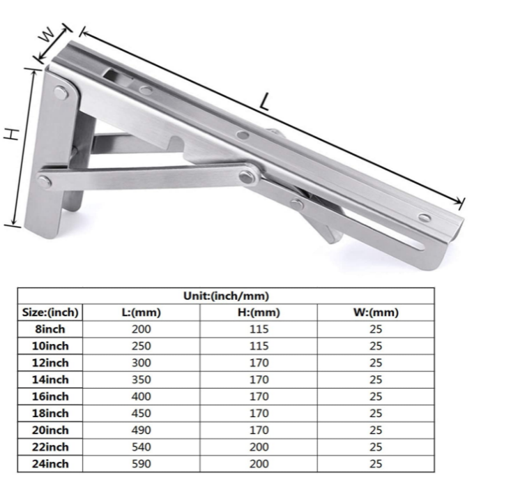 30 дюймовые тяжелые складывающиеся скобки Стандартная стена из нержавеющей стали
