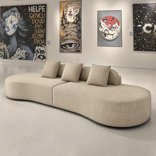 Modern Internet Celebrity Sofa Set Furniture Living Room Curved Semi-Circle Sofa Vacuum Compressed Sofa Memory Foam Couch