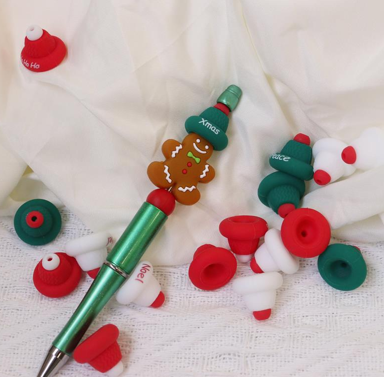 Силиконовые О кольцевые бусины безопасные и нетоксичные Силиконовые 3D рождественские шляпы Бусины для детей дети самодельные бусины