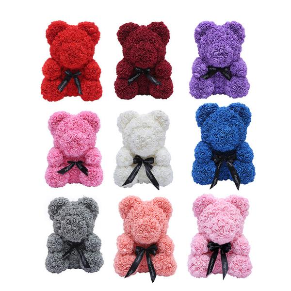 Easter Gift Rose Bunny Wholesale PE Roses Bear with More Colors Bear Roses for Christmas Gift