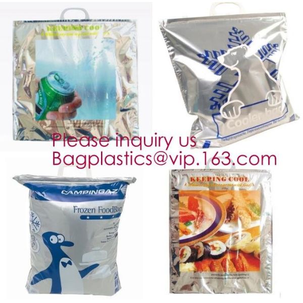 Custom Packing Aluminum Foil Zip-Lock Grocery Handle Thermal Insulation Cooler Bag For Outdoors,Promotional Insulated La