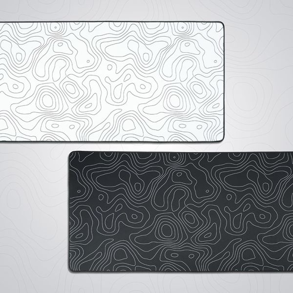 2/3/4/5/6mm Thickness Custom Oversize Large Keyboard Mat with White Topographic Design