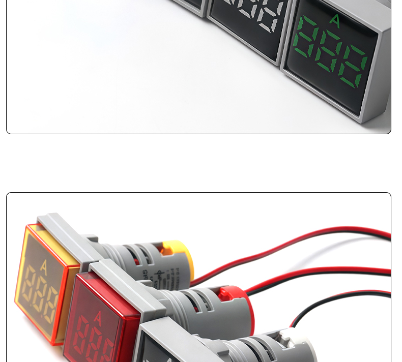 YZ Digital LED Mini Ammeter AD16-22AMS AC50-500V Plastic 22mm Multi-color Open Hole Current Meter Indicator Panel Meter