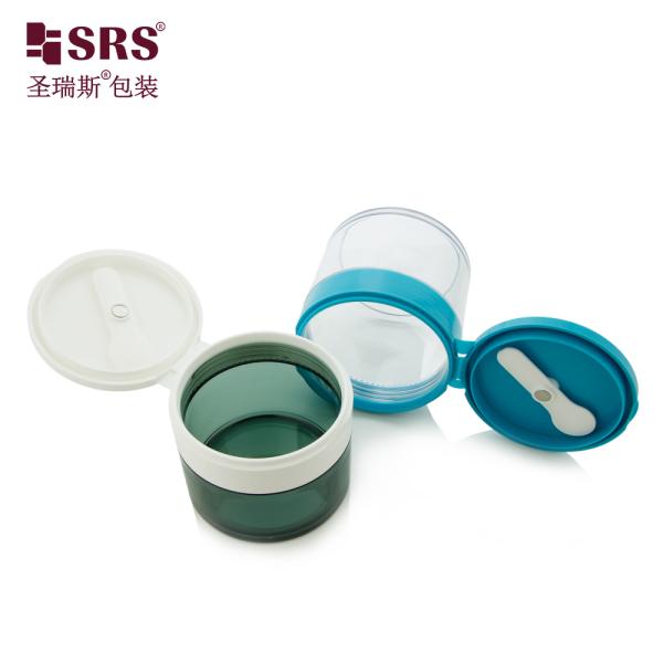 PETG003 100g 120g 150g 200g 250g Injection Custom Semi-transparent Color Plastic Body Scrub Jar Spoon With Magnet