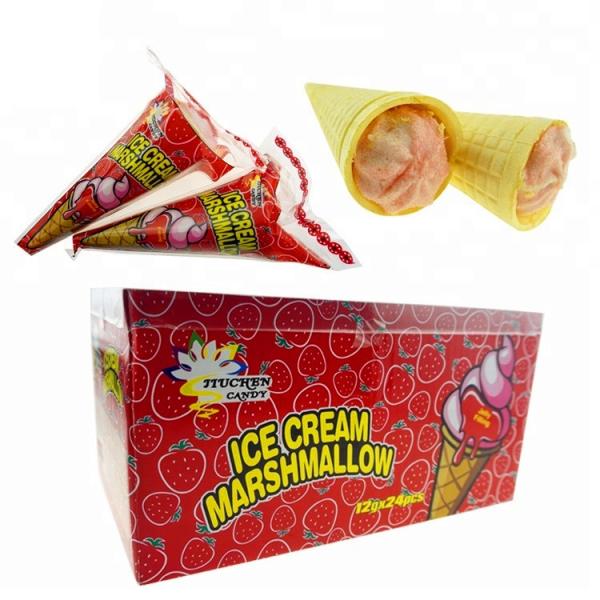 Ice Cream Fruit Flavored Marshmallows Halal Aerated Candy For Supermarket