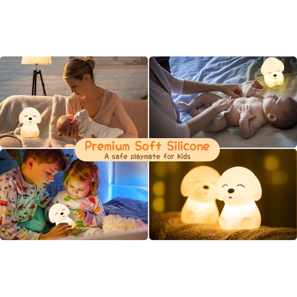 DC5V 16 Color Red Night Light Silicone Baby Puppy Night Light For Children Gifts