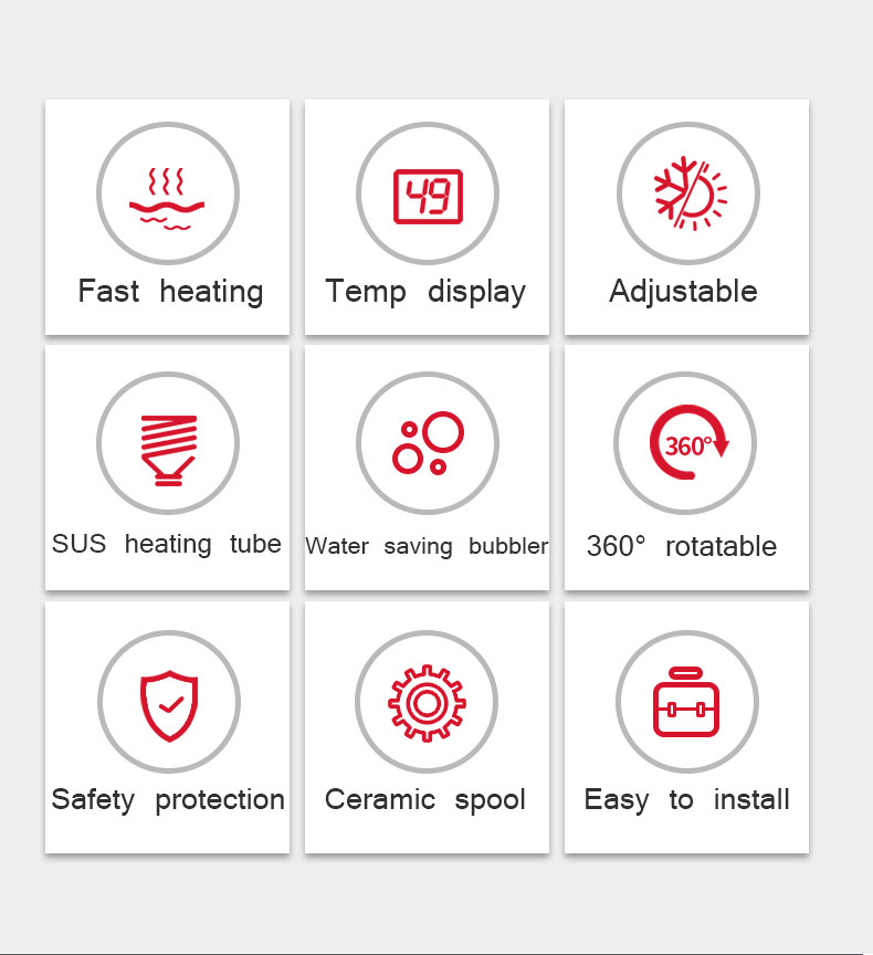 Кран 2-3L/Min нагревателя воды кухни крана SS304 мытья руки ABS электрический электрический