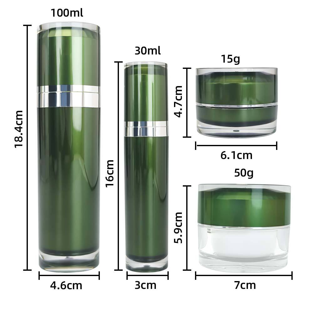 Acrylic Cosmetic Packaging Set 15/30/50/100ml Cream Bottles Squeeze Pump Screen Printing Surface for Skin Care Serum Face Lotion