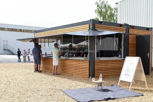 20ft Container Store Wood Grain Metal Frame Hotel Mobile House with Galvanized Steel Square Tubes and Flat Packaging