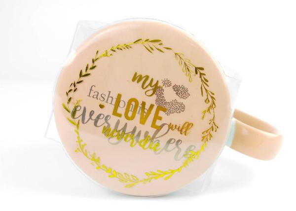 Printable Custom Coffee Mugs Ceramic House Use Lipstick Gold Dots Styles With Lid