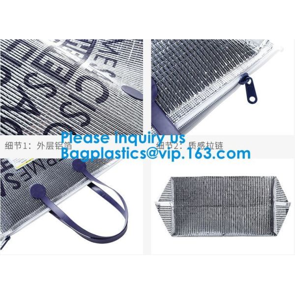 Insulated Thermal Non Woven Aluminum Foil Cooler Bag For Frozen Food,Reusable Insulated Aluminum Foil Thermal Lunch Cool