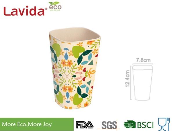 Tall Straight Bamboo Fibre Coffee Cup Non - Toxic Endurable Light Weight With Decal