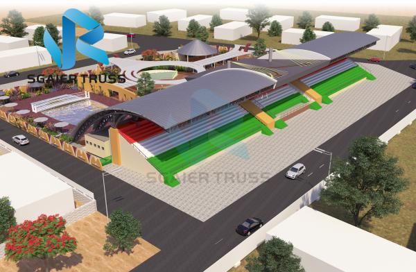 Stadium Metal Roof Canopy , Rigid High School Bleachers Easy To Install