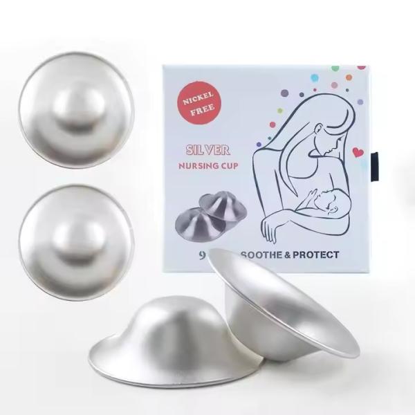 Conjunto de 10 protectores para el pecho reutilizables y transpirables Parches fijos para pezones para copas de la enfermería de plata Comodidad sin olor