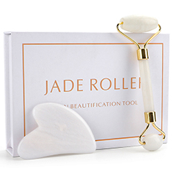 Multi-Function Beauty Equipment White Crystal Jade Facial Roller with Customized Logo
