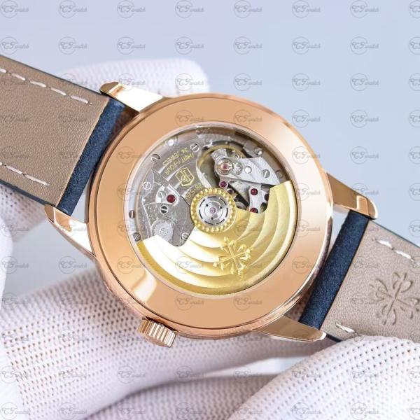 Patek Philippe 5224R Rose Gold Calatrava Travel Time Blue Dial Automatic Super Clone Luxury Watch Men