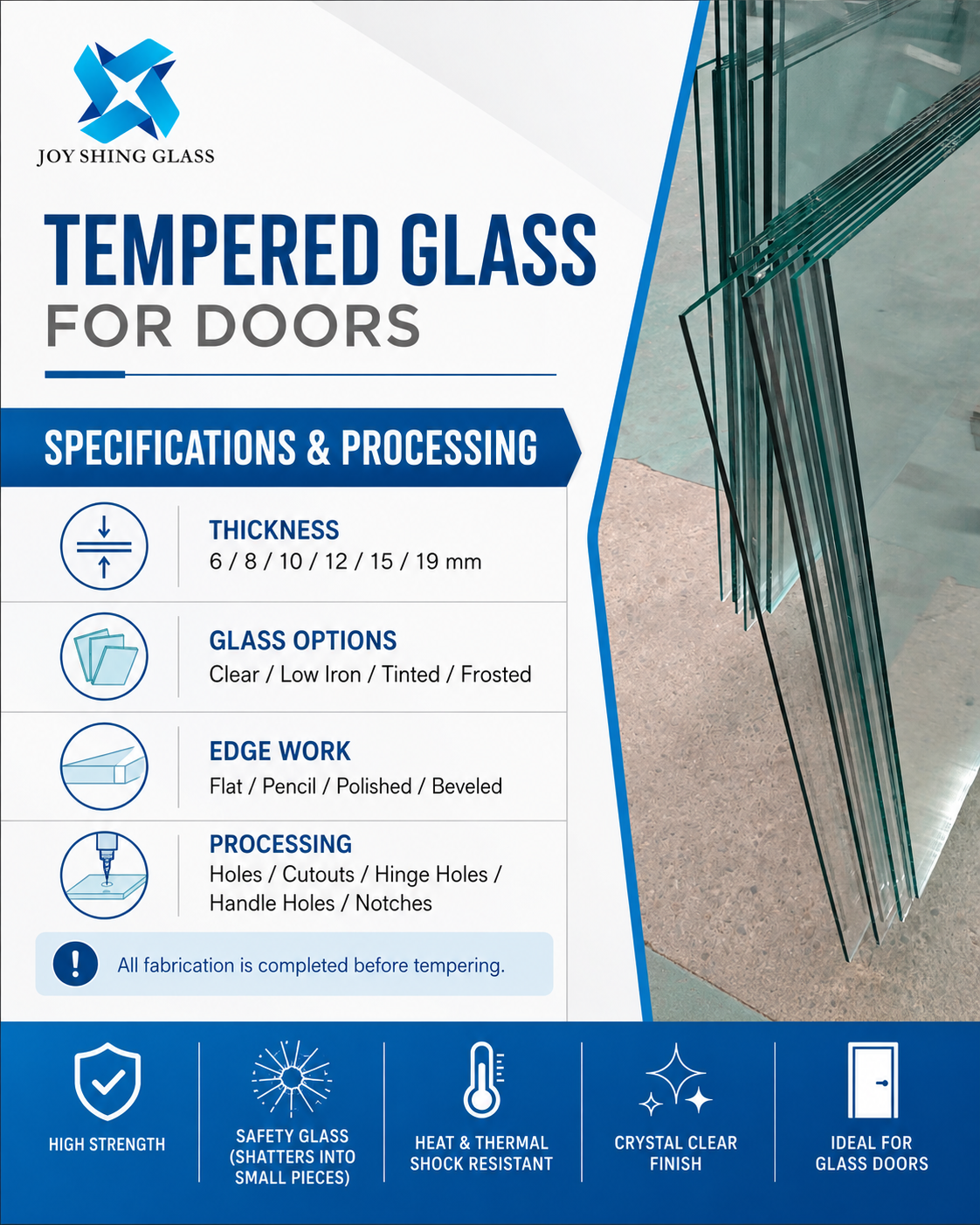 Custom Tempered Glass for Doors for Commercial and Residential Projects
