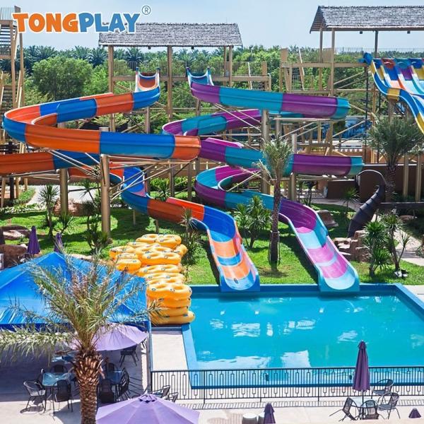 Fiberglass Rainbow Water Slide Aqua Park Playground Slide For Pool
