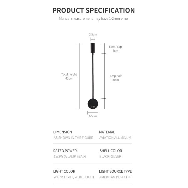 Led Hose Reading Spotlight 220V Anglo American European Wall Spotlight Led Hose Spotlight