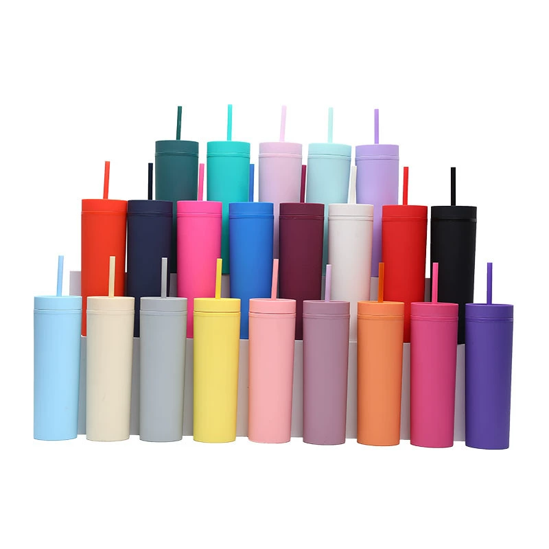 The Manufacturer's New Cross-border Modern And Simple Frosted Double-layer Plastic Cup Is A Universal And Portable 16OZ Straight Cup