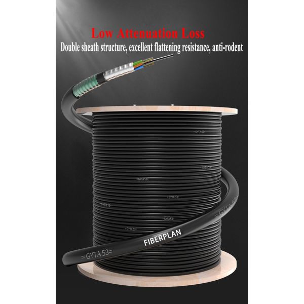 Двойной бронированный двойной обшитый оптический кабель GYTA53