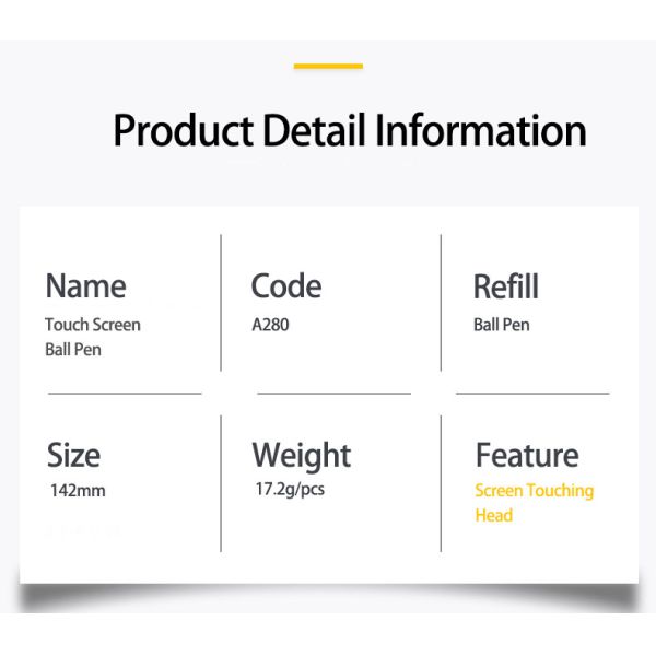 Business Office 2 in 1 Touch Screen Ballpoint Pen Stylus Pen With Laser Engraving Logo