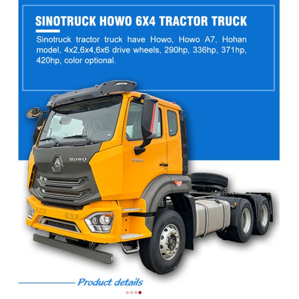 Sinotruk How Hohan 6X4 371HP RC Tractor Truck Mirrors Head for and 3.36 Speed Ratio