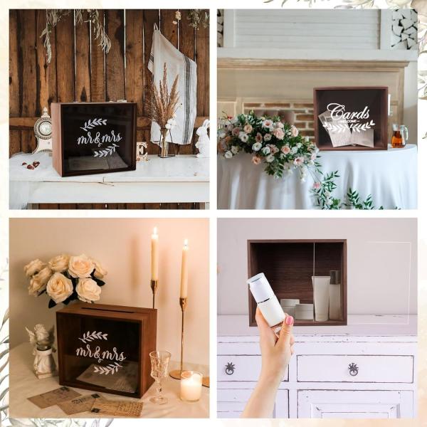 Boîte de cartes de mariage en bois personnalisée Boîte de rangement de cartes cadeaux