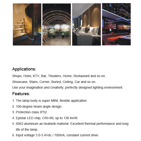 NEW 3W Round Super MINI LED Downlight Cabinet buried stair Light Spotlights