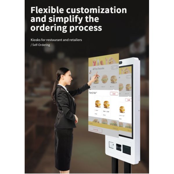 21.5 Inch Capacitive Touch 10 Point Self Service Kiosk with Thermal Printer and POS Bracket
