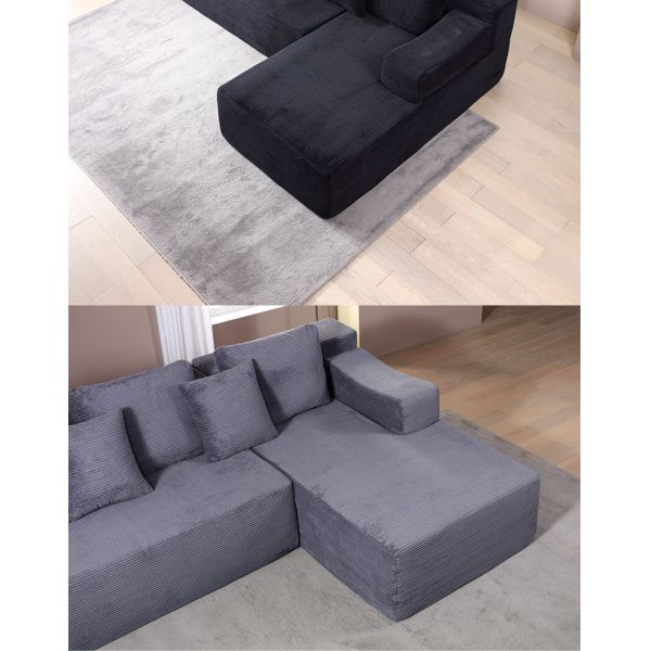 Italian High Density Sponge Compressed L-Shaped Modular Sectional Sofa Upholstered Living Room Apartment