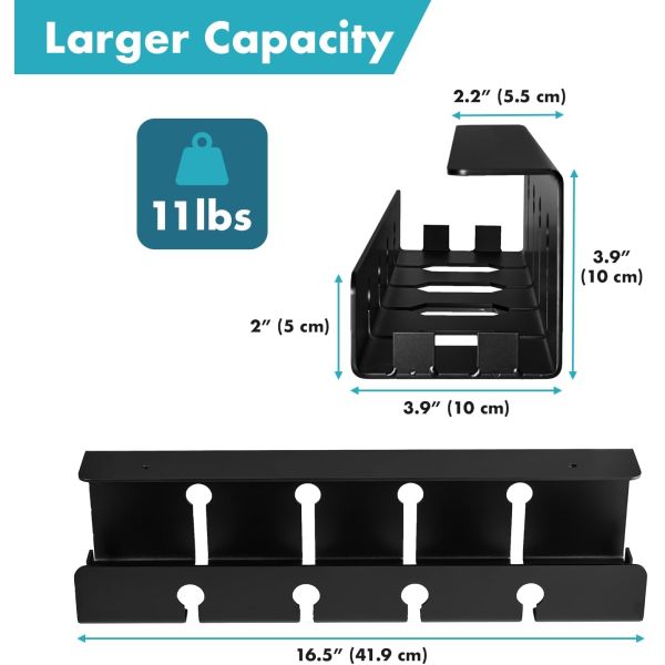 Super Heavy Duty Desk Cable Organizer 10*40*10cm ISO9001 Rohs CE No Drill Steel Cable Tray