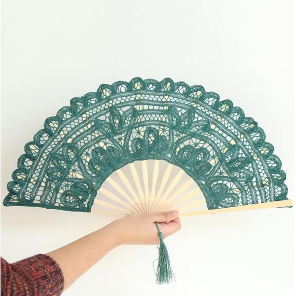 [I AM YOUR FANS] Handmade 100% Cotton 27cm 23cm 13 Colors Ivory Lace Hand Fan Wedding Favors