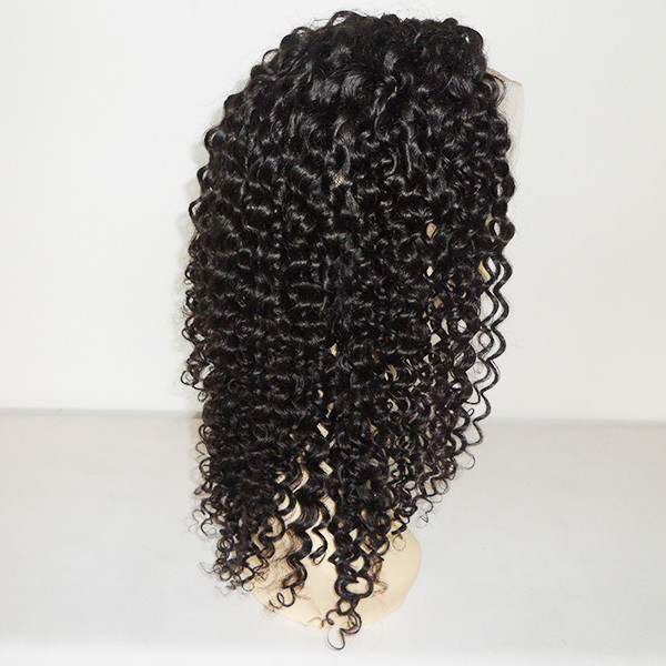 100% Virgin Human Hair #1b 130% Density Indian Remy Deep Curl Full Lace wigs