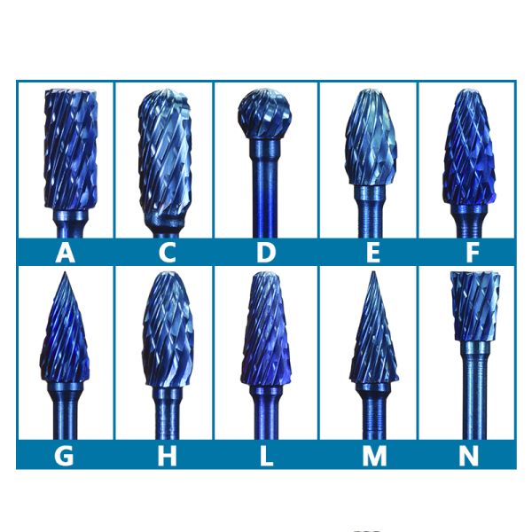 3mm Shank Double Cut Tungsten Carbide Rotary Burr with Blue Coating for Metal and Woodworking