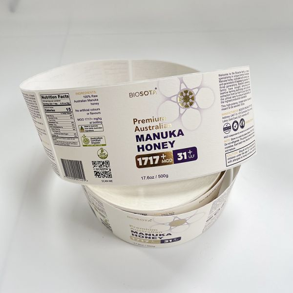 Custom Printed Texture Paper Gold Foil Logo Label  Honey Jar Label Peanut Butter Adhesive Food Jar Bottle Label Sticker
