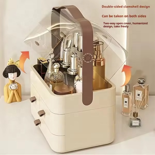 OEM Durable Plastic Cosmetic Storage Box Desktop Jewelry Organizer Makeup Storage Boxes with 3 Layers