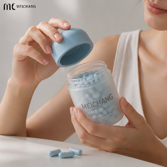 2oz 3oz 4oz 5oz Custom Color Translucent PET Supplement Bottle with Screw Cap, Refillable Capsule & Vitamin Container(MC-P-561)