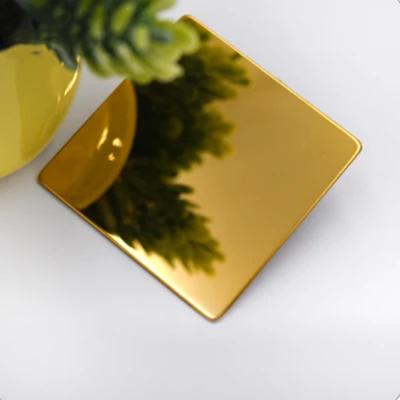 Titanium Gold Color Coated Stainless Steel Sheet Mirror Finish Customize Size