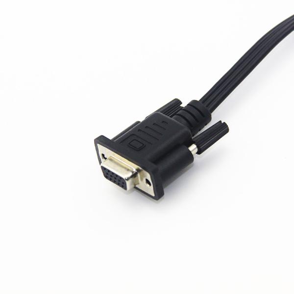 RS232 Serial DB15 D Sub 15 Cable 3*3.5MM VGA Male To Male Cable