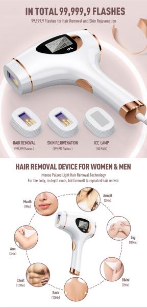 Painless Ice Cooling IPL Hair Removal Machine for Bikini line / Legs / Arms / Armpits / Bod
