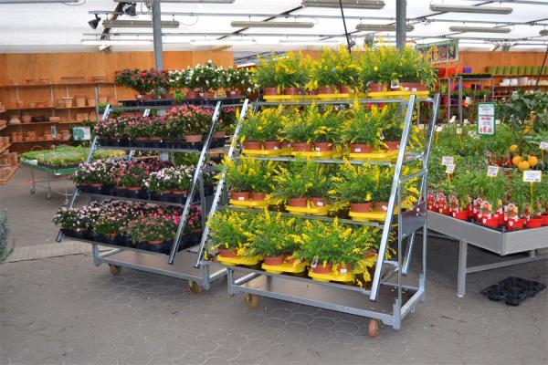 500kgs Danish Flower Trolley 3 Shelves Outdoor Plant Cart With Wheels