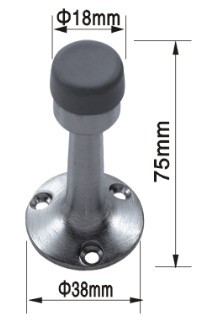 Zinc Alloy Wall Installation Metal Door Stop 38x75mm with Rubber striker